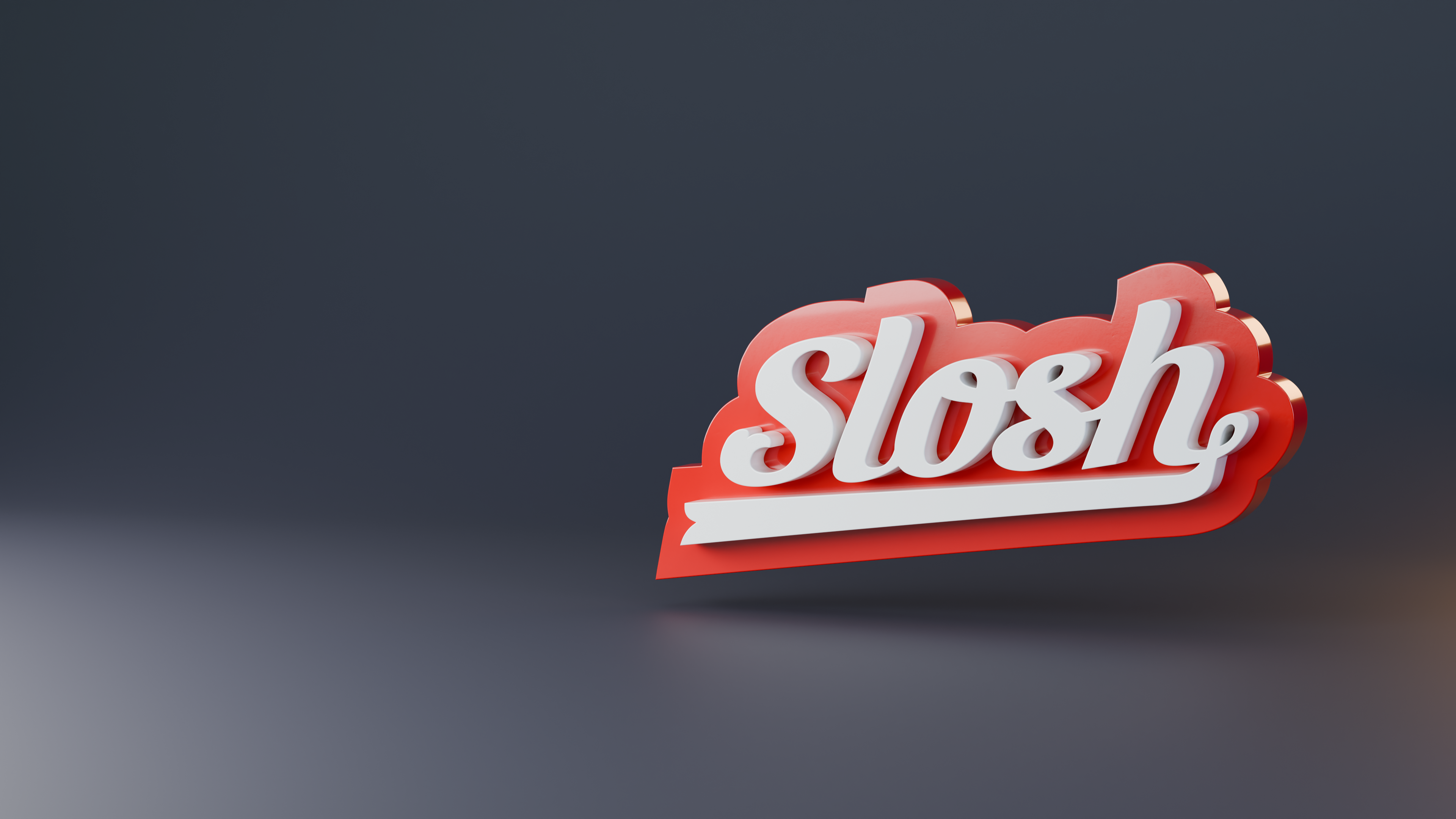Red and white 'Slosh' logo on a dark background